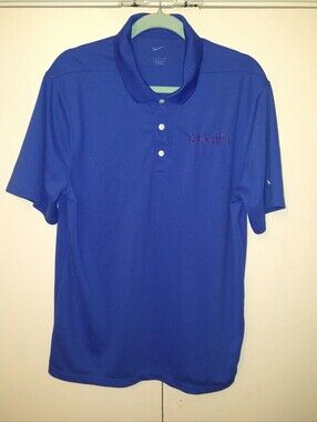 Nike Blue Short Sleeve Polo Shirt Men's sz Large DomiFi Logo.
